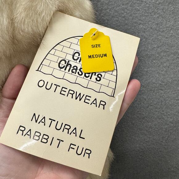 Vintage Rabbit Fur Coat Womens Medium Chill Chasers Old Money Mob NEW OLD STOCK - Picture 4 of 9